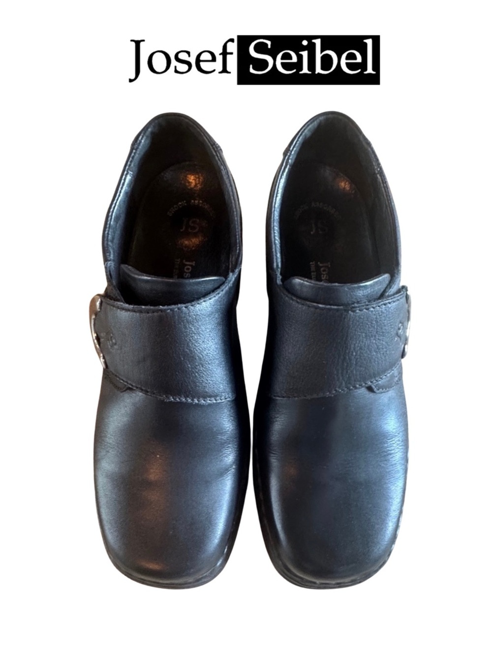 Josef Seibel Theresa Black Leather Velcro Shoes US 9 EU 39 shock absorb nursing - Picture 4 of 9